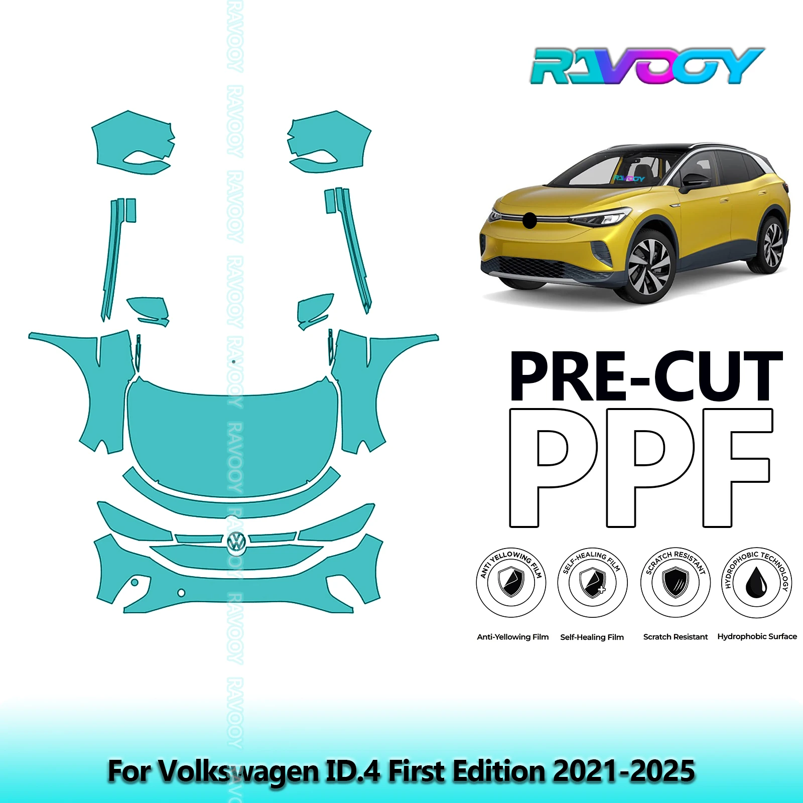 

Front Kit+Rockers+Rear Bumper Clear Bra Precut PPF Paint Protection Film For Volkswagen ID.4 First Edition 2021-2025