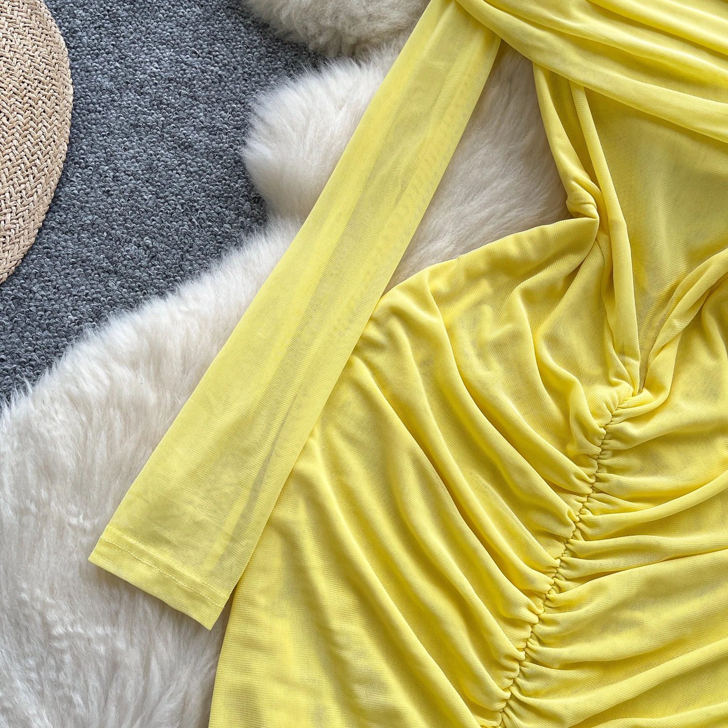 أنيقة خمر مائل الرقبة بدوره إلى أسفل طوق ضئيلة أنيقة الجنية الكورية أزياء بوهو فستان الشمس النساء الملابس