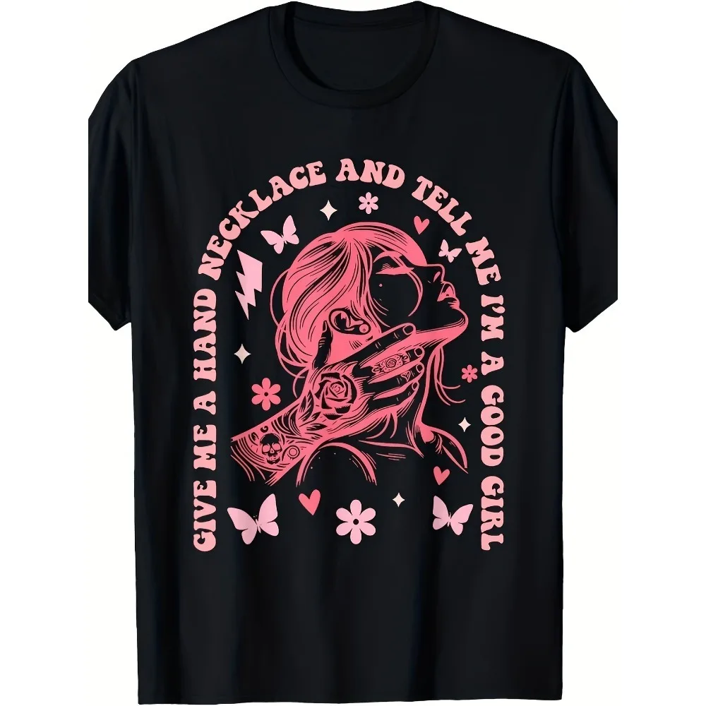 

Funny "Tell Me I'm Good" Girl Necklace Graphic T-Shirt - Retro Soft Breathable Plus Size S-XXXL for Men &, Cute Casual Gym Wear, Christmas Gift (Machine Washable) - Big & Tall Apparel 24/7