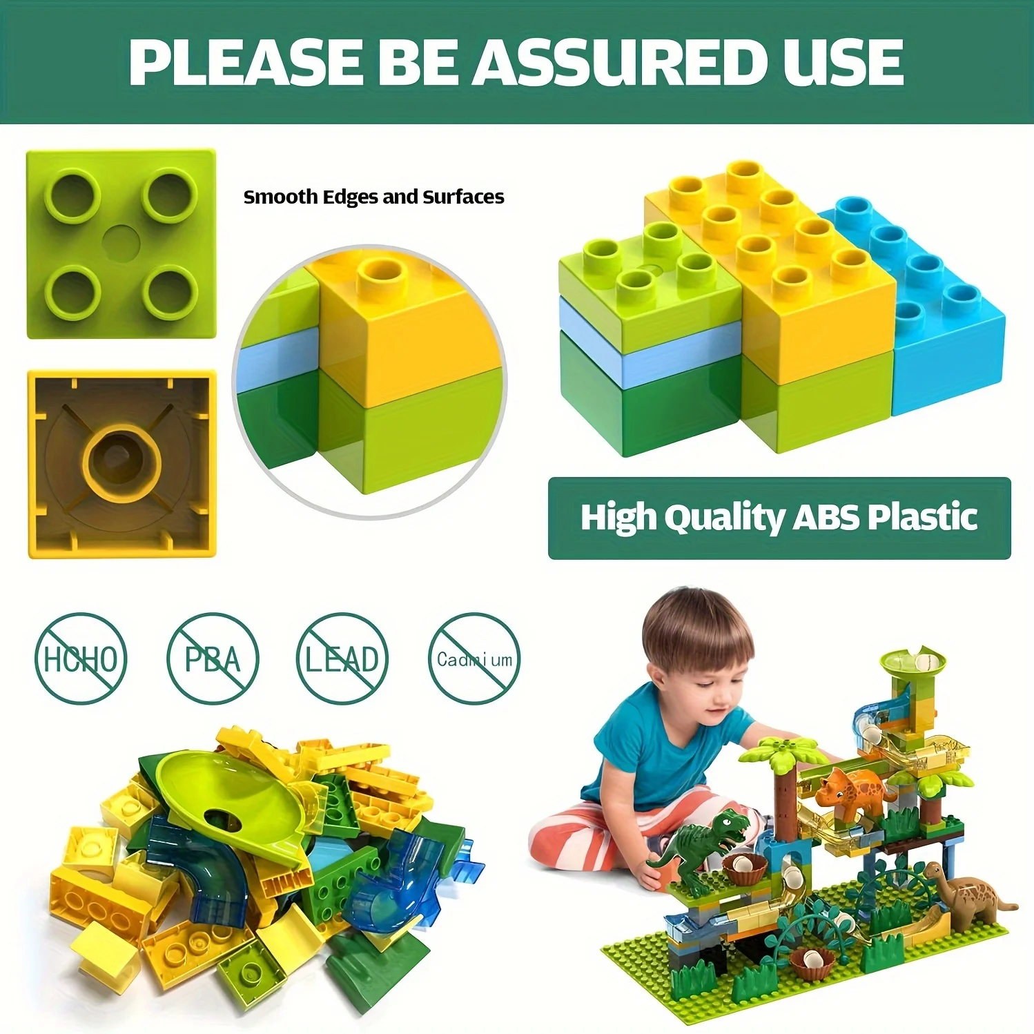 125pcs/set Marble Run Building Blocks with Dino Eggs Fun Marble Maze Blocks, Classic Brick Building Toy Set