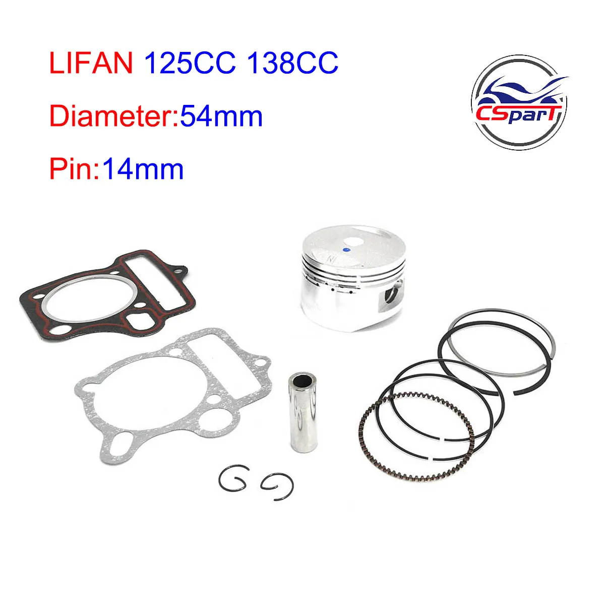 54MM 14MM 125CC 138CC Piston Rings Gasket Kit 1P54FMI Lifan ZongShen Kaya Xmotos Apollo orion Loncin kids Dirt Pit Bikes Parts