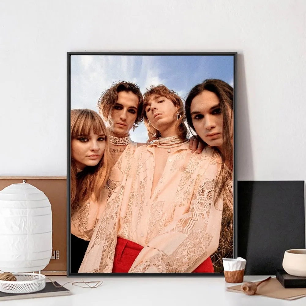 Maneskin Damiano David Poster No Framed Poster Kraft Club Bar Paper Vintage Poster Wall Art Painting Bedroom Study Stickers