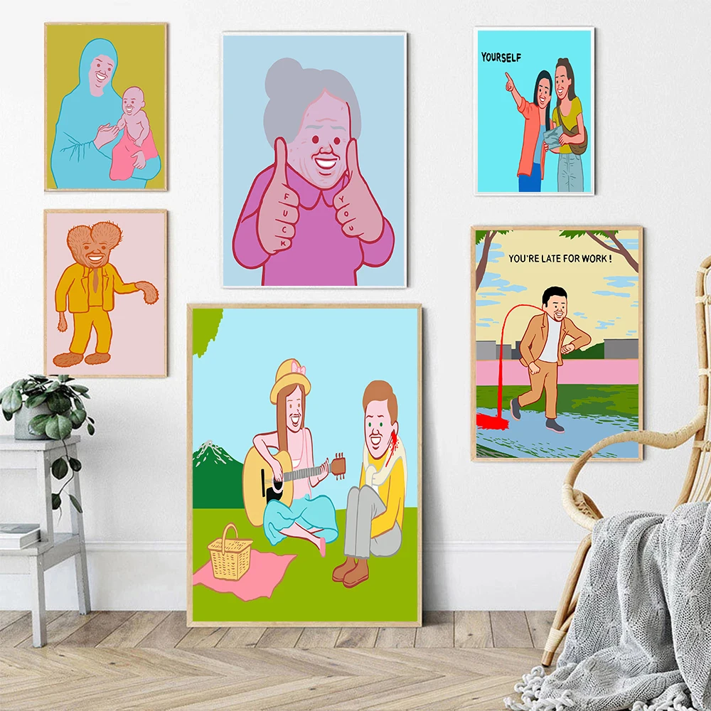 

Funny Pop Wall Art Home Decor Poster Humor Contemporary Prints Cartoon Abstract Canvas Painting Nordic Kid Room Wall Pictures