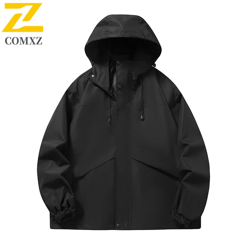 Autumn Casual Jacket Men's 2025 New Normcore Waterproof Windbreaker Jackets Men Mountain Cycling Hiking Solid Color Hooded Coat