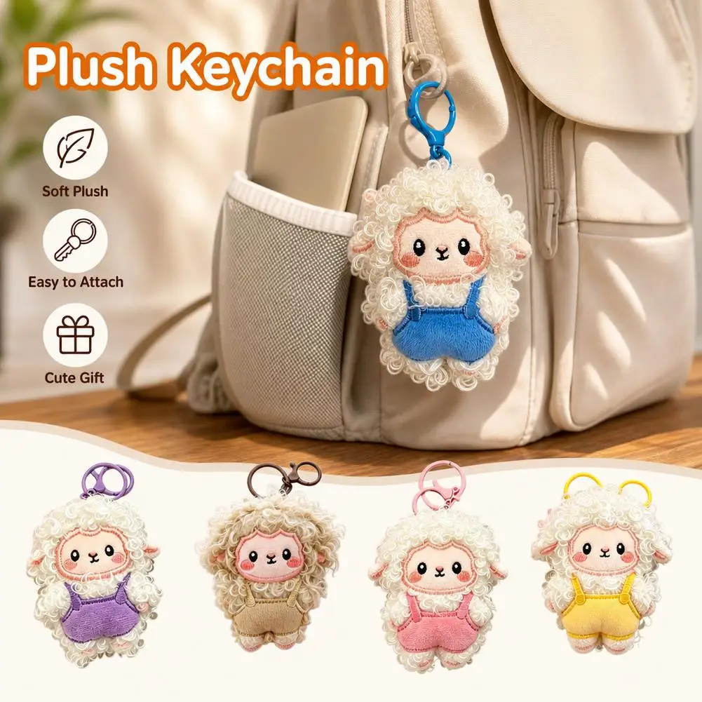 Creative Cute Curly Sheep Plush Backpack Keychain Soft Plush Texture Kawaii Plush Doll Stuffed Pendent Cute Backpack Ornament