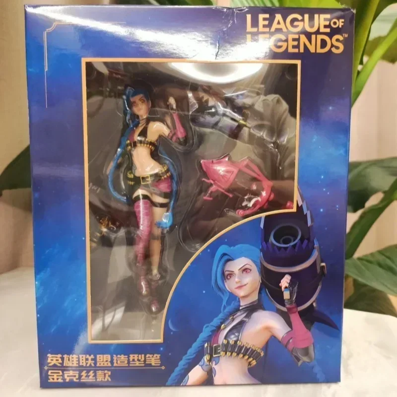 Figura de Anime original de League of Legends Jinx, figura de bolígrafo 3d, juego oficial, periferia, decoración de escritorio, adorno, juguete de regalo para niños