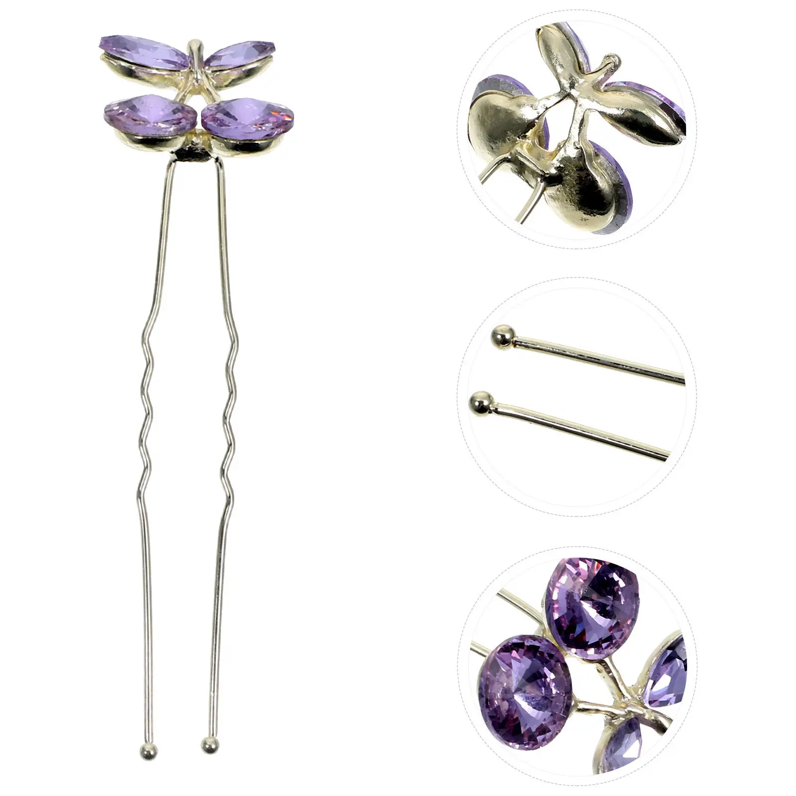 

4Pcs Wedding Rhinestone Hair Pins Bridal Accessories U Shape Secure Hold Hair Clips for Brides Wedding Headpiece