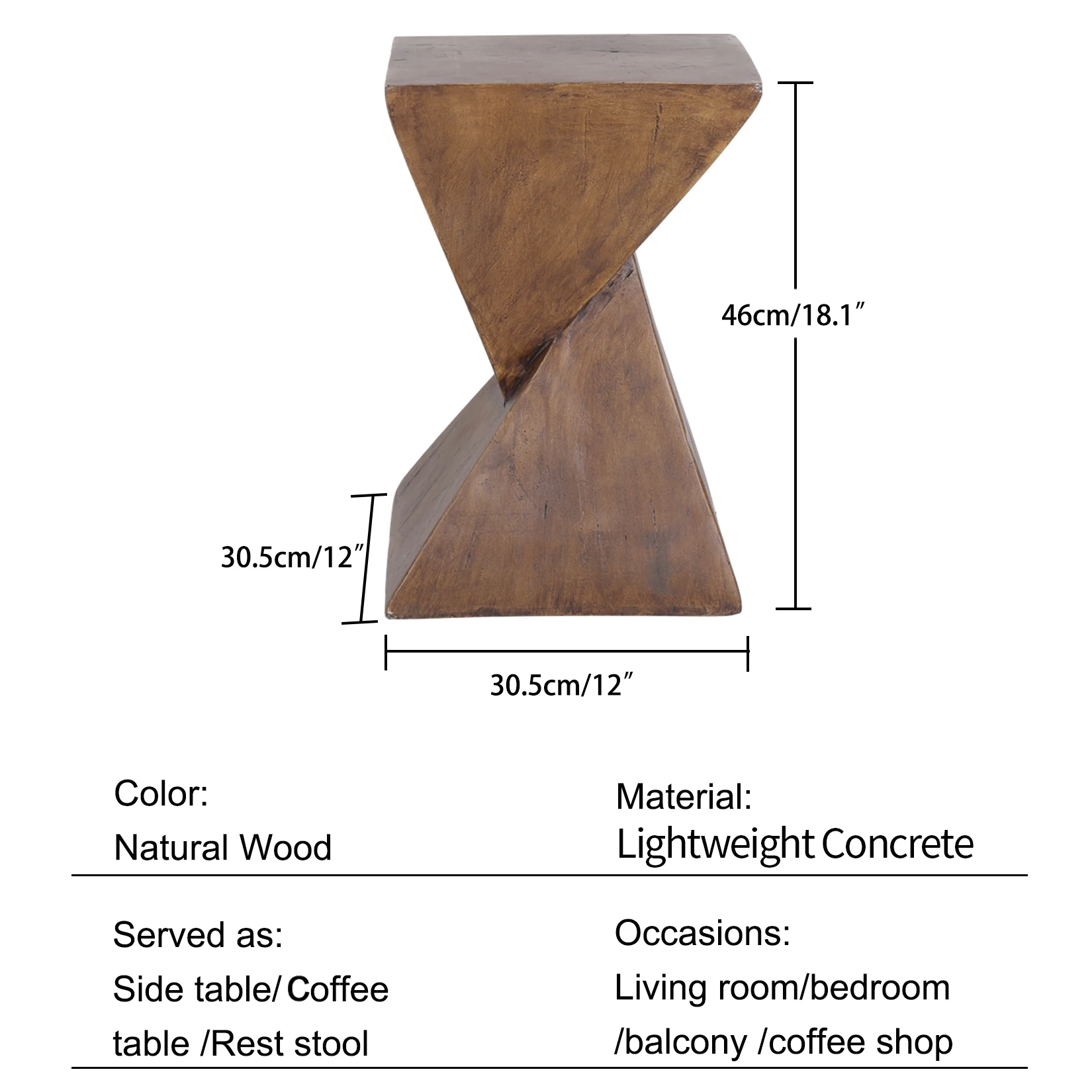 Table d'appoint légère en béton, table d'appoint moderne à géométrie pour intérieur et extérieur, petite table de chevet