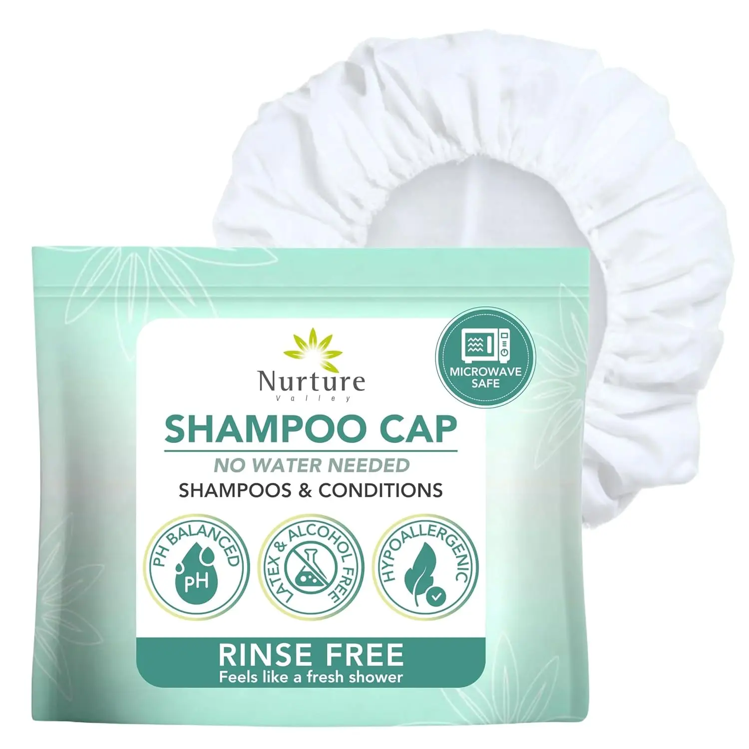 

Microwavable Waterless Shampoo Cap for Hair Washing Without Rinse, Disposable & Hypoallergenic for Adults and Elderly
