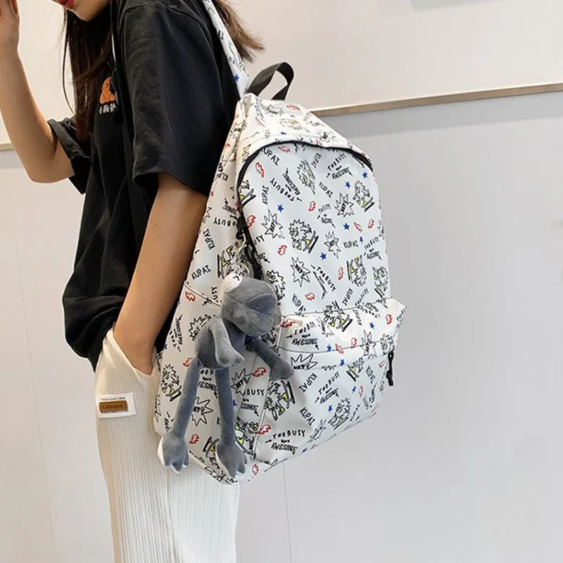 Pringting Designer Nylon Women Backpack Female Travel Bag Backpacks Schoolbag for Teenage Girls Large Capacity Bookbag Mochila