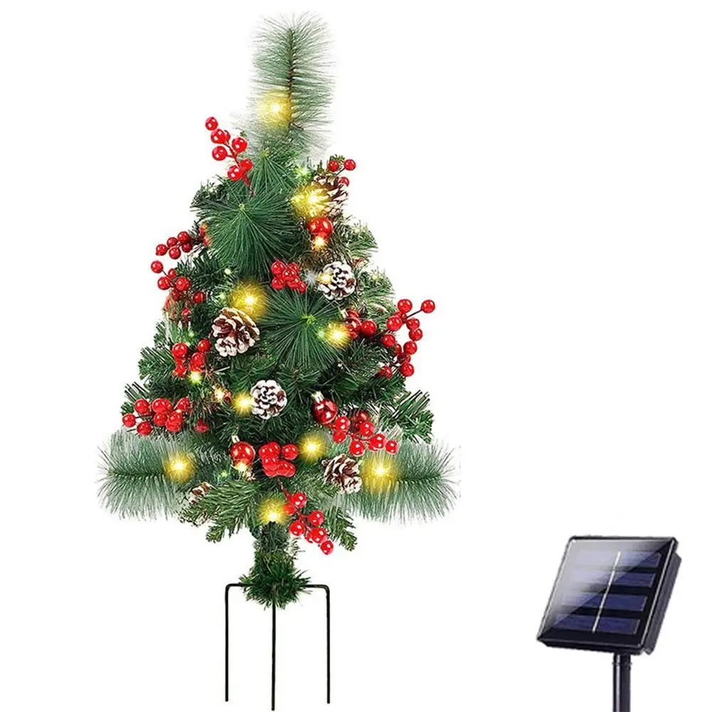 

Solar Christmas Tree Garden Stake Lights Outdoor Christmas Tree Lighted Yard Decorations Christmas tree ground plug