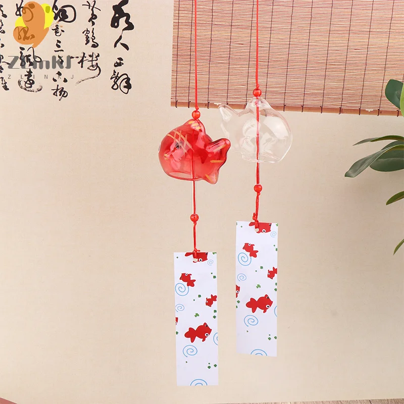 Wind Chime Chimes Japanese Glass  s Style Goldfish Garden Hanging Outdoor Decor Pendant Furin Decorative Fish Ornament