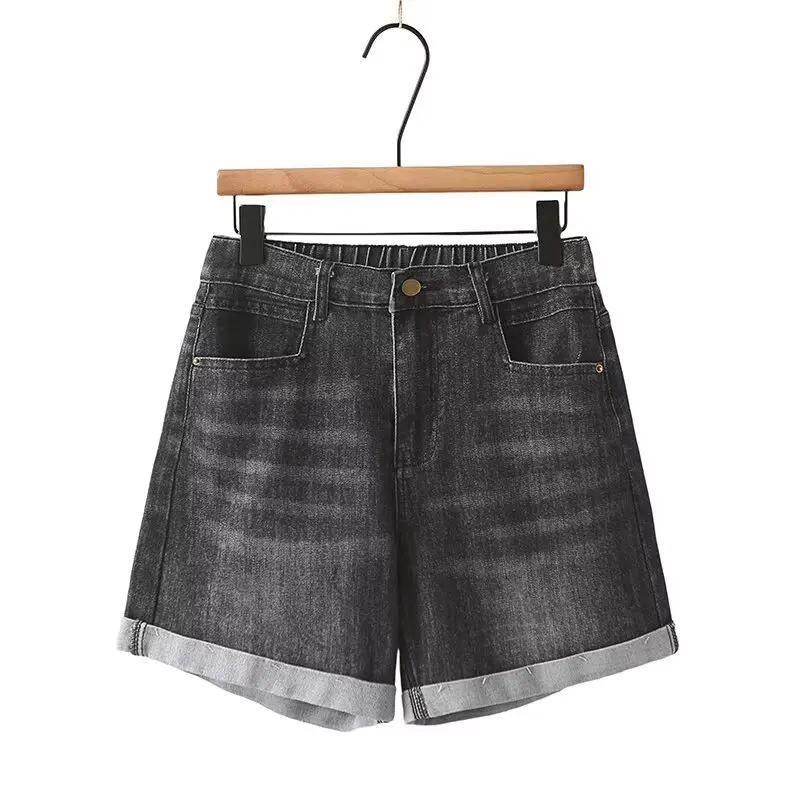 Plus Size Women's Jeans 100kg Simple Casual Denim Straight Shorts rolled-up Hot Pants Summer New Style 8605 view 4