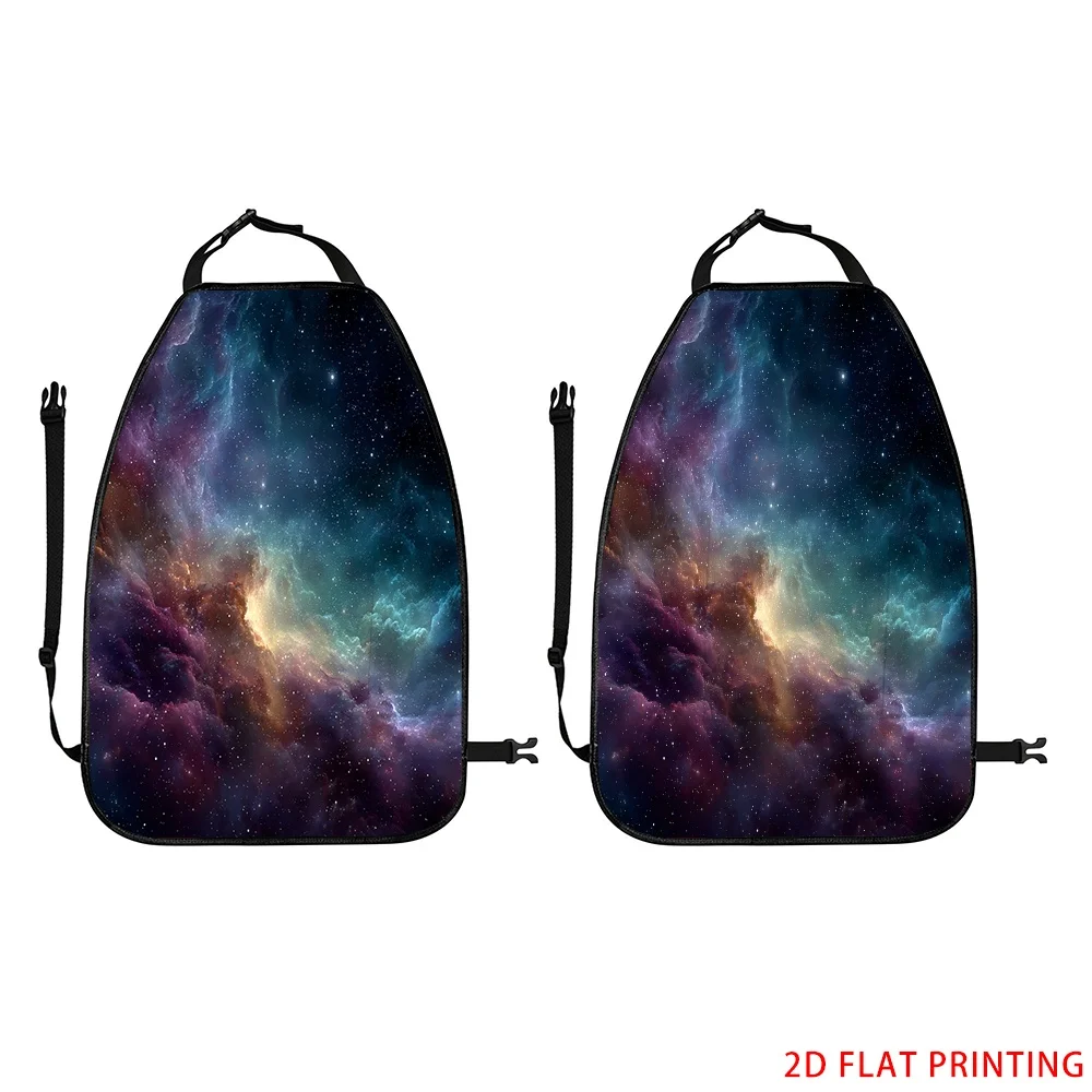 2D Plane Printing 2pcs Backseat Protector Seat Covers Fashion Improves The Interior Ambiance With A Cosmic Starry Night Design,