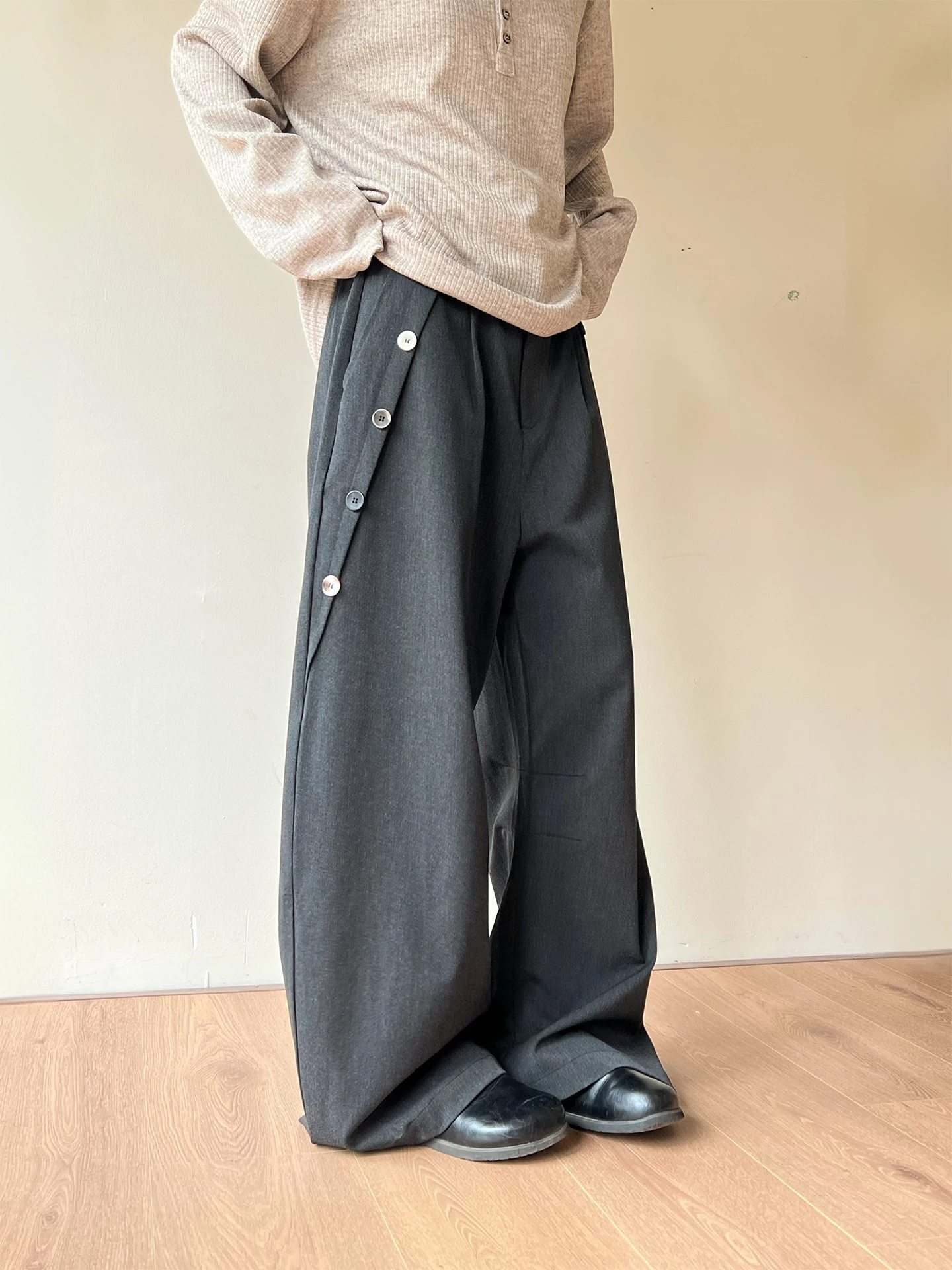 Calças de Perna Larga com Dois - Men'S Fashion Trousers avaliação e preço