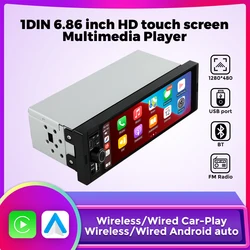 6.86 Inch 1 din Universal MP5 Player Carplay Android Auto Car Radio FM Stereo Autoradio Multimedia Player Camera Dual USB screen