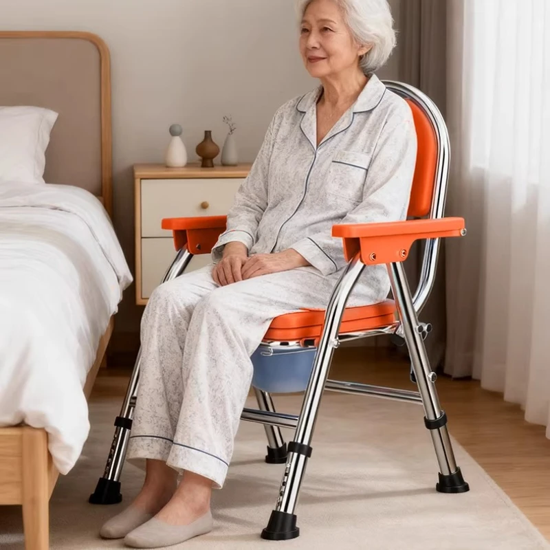 

Bedside Commode Toilet with Padded Seat and Backrest,400lbs Capacity Removable Bucket, Adjustable Height Shower Chair for Adults
