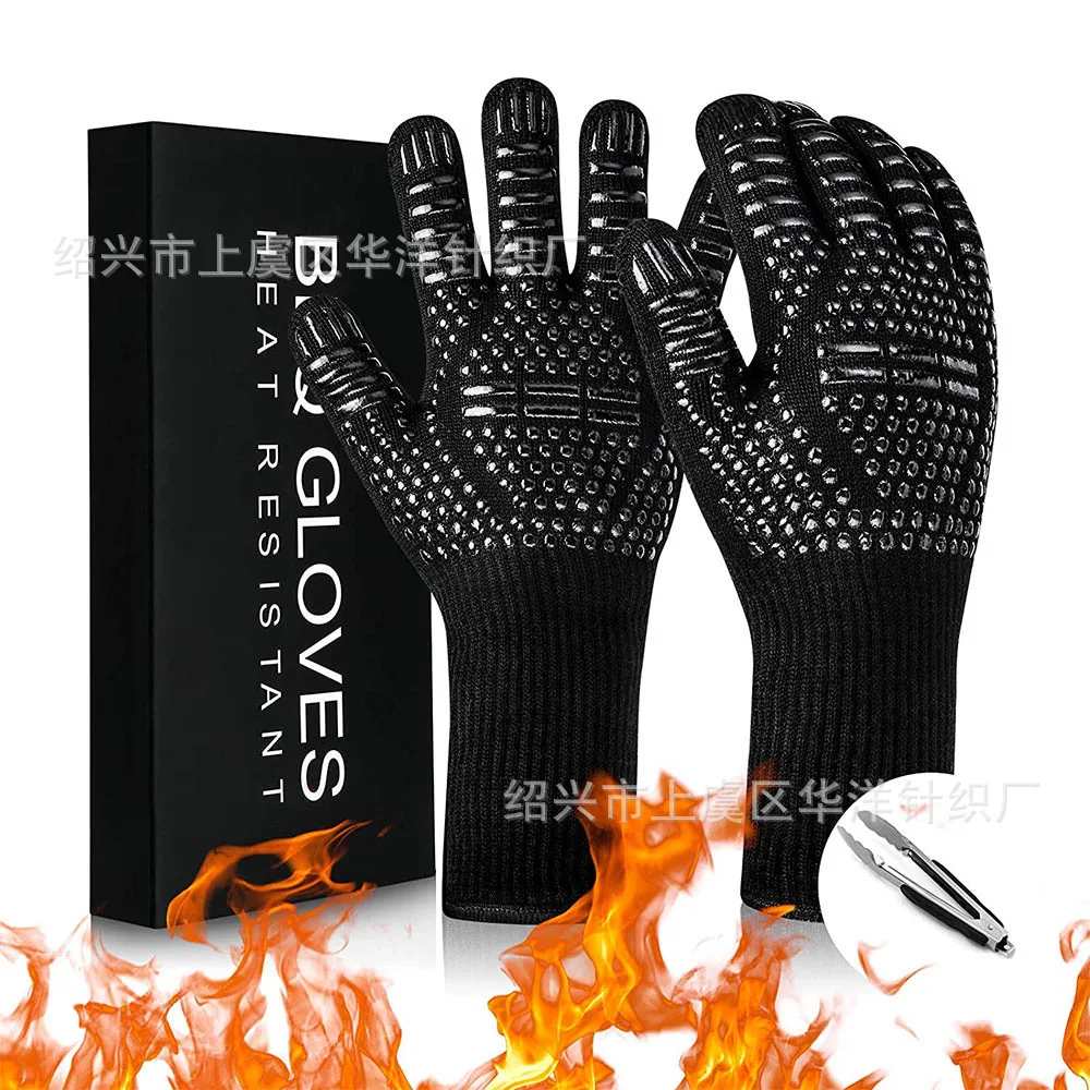 قفازات سيليكون مقاومة لدرجات الحرارة العالية ومثبطات اللهب ومقاومة للحريق للشوي والطهي