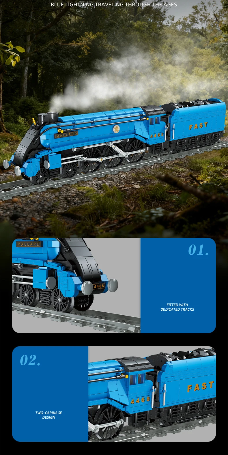 Technischer Baustein England Eisenbahn-Bausatz A4 Mallard Dampfzug Lehrreiches Spielzeug Sammlerstück für Geschenke – Detail 3