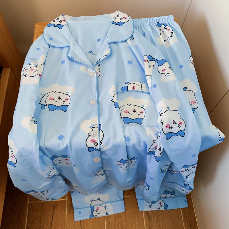 Anime Usagi Hachiware Kawaii Self-Deprecating Bear Chiikawa Pajamas Female Cartoon Cute Long Sleeve Suit