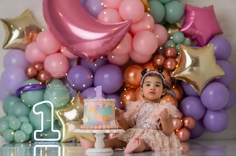 Little Bear Birthday Cake Smash Backdrop Pink Butterfly Princess Castle Girls Adult Photography Studio Backgrounds
