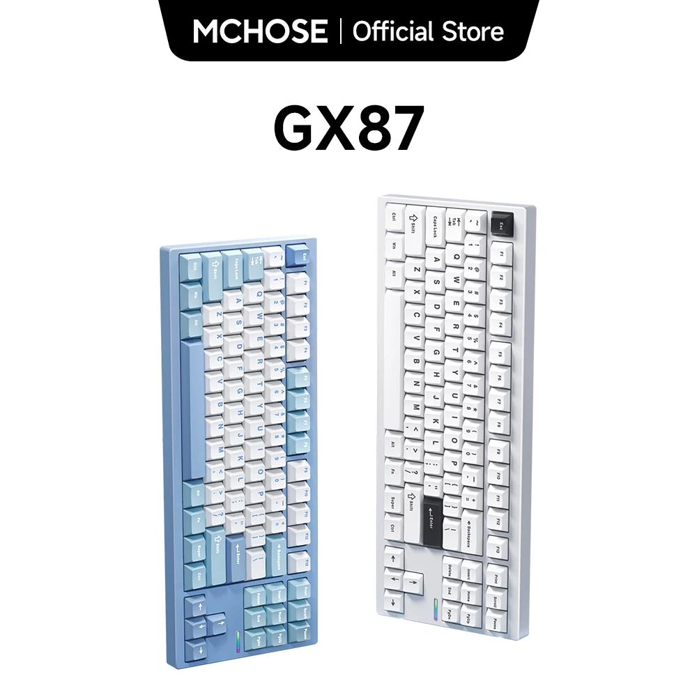 

MCHOSE GX87 Aluminum Custom Mechanical Keyboard Tri-mode Wireless Bluetooth PC E-sports Gaming Office 80% Column Layout 88 Keys