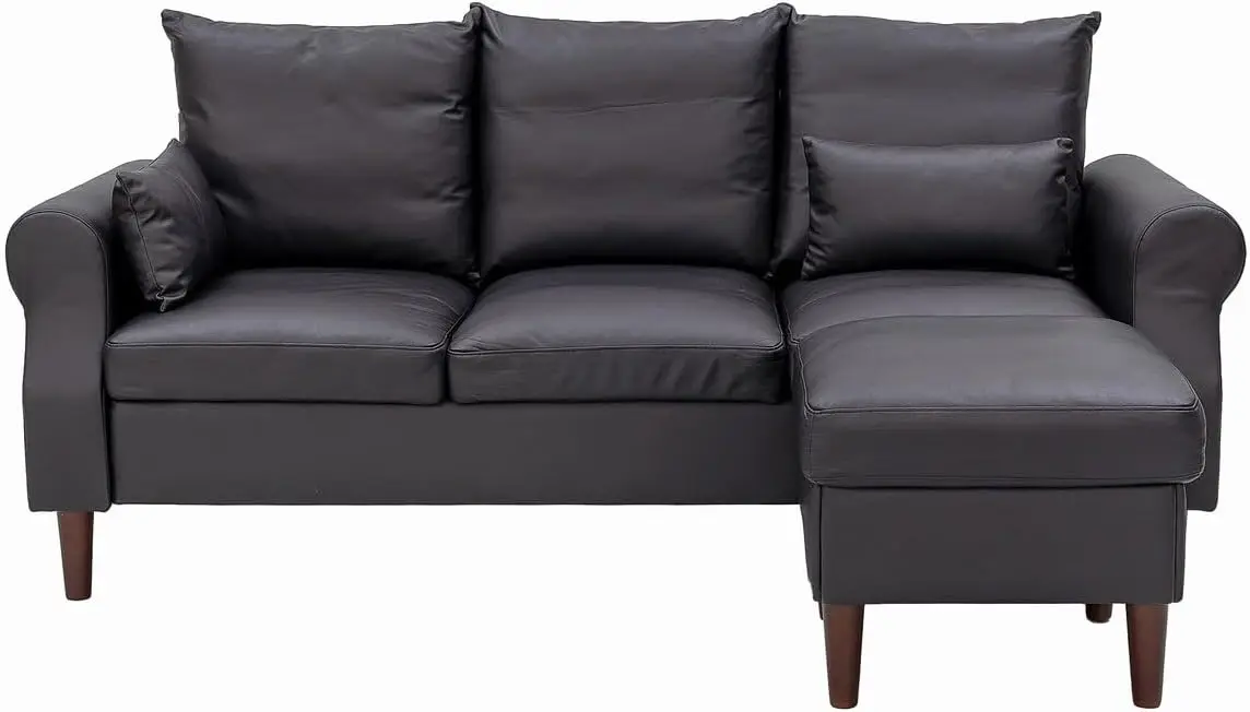 

Convertible Sectional Sofa Couch, L-Shaped Couch 3-Seat Sofa with Ottoman Foostool, Couches for Living Room,