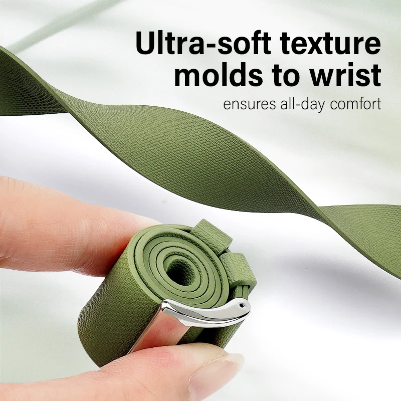 A Fluororubber Watch Strap 20/21/22mm Fkm Fine Sand Texture Universal Adjustable Strap