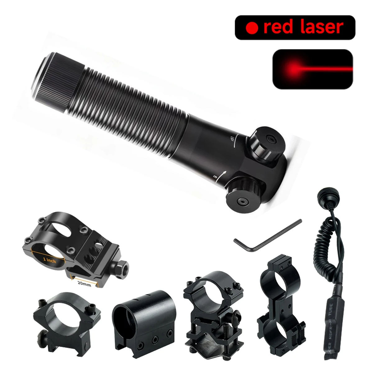 Taktisches Rot-Grün-Laserzielgerät, Einstellbarer Rotpunkt-Laserpointer mit Fernbedienungsdruckschalter für Jagd, Airsoft, Schießoptik