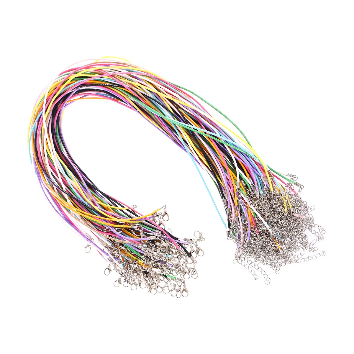 100 Pieces 15mm Braided Imitation Cord Wax Cord Rope Necklace Chain with Lobster Clasp for DIY Jewelry Making (Mix Colo