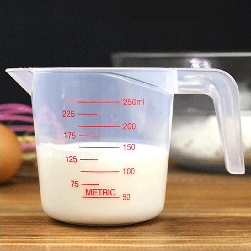 1PC Guaranteed Quality 250ml Clear Plastic Measuring Cup Handle Liquid Pour Spout Home Kitchen Tools