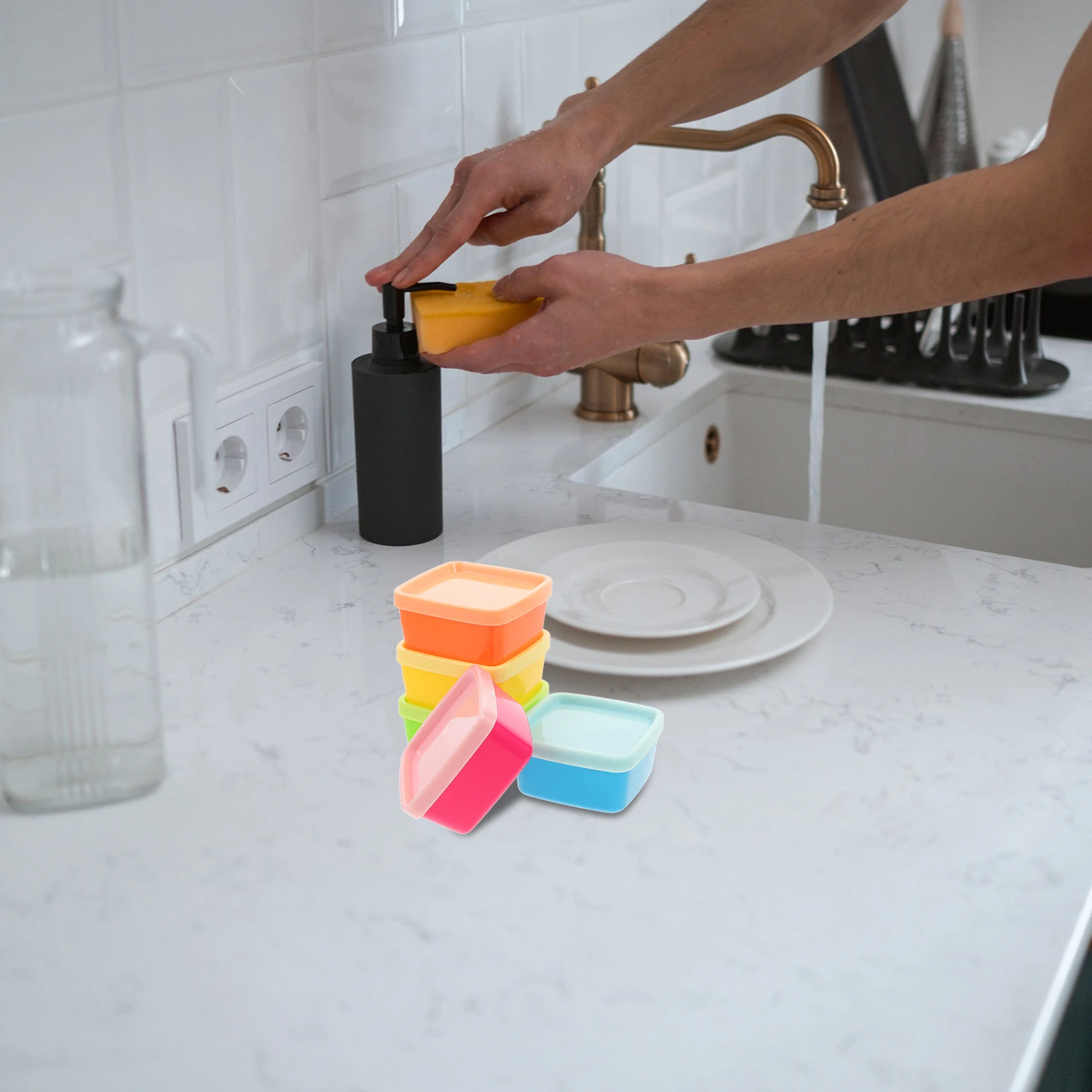 

5pcs Snack Storage Boxes Reusable Plastic Leak Proof Small Dip Dressing Cups with Lids for School Work Kids Food Storage