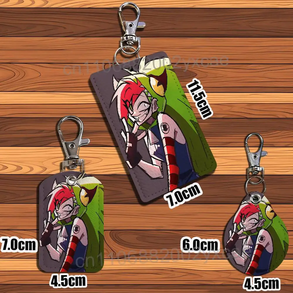 Demencia Villainous Black Hat Rectangle ID Card Case Keychain Access Card Bag Key Tag Ring Leather Card Holder Key Ring Access view 4