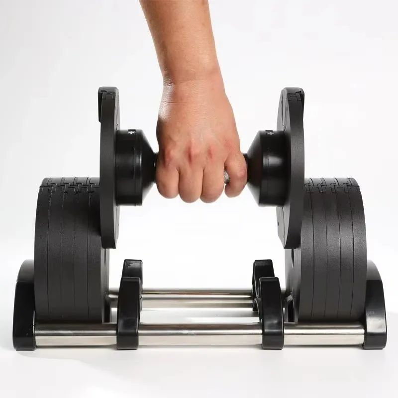 Juego de Mancuernas Ajustables de 24 kg, Hierro Fundido Cromado Negro, Uso Doméstico, Antideslizante, Equipo de Fitness Unisex, Gran Oferta