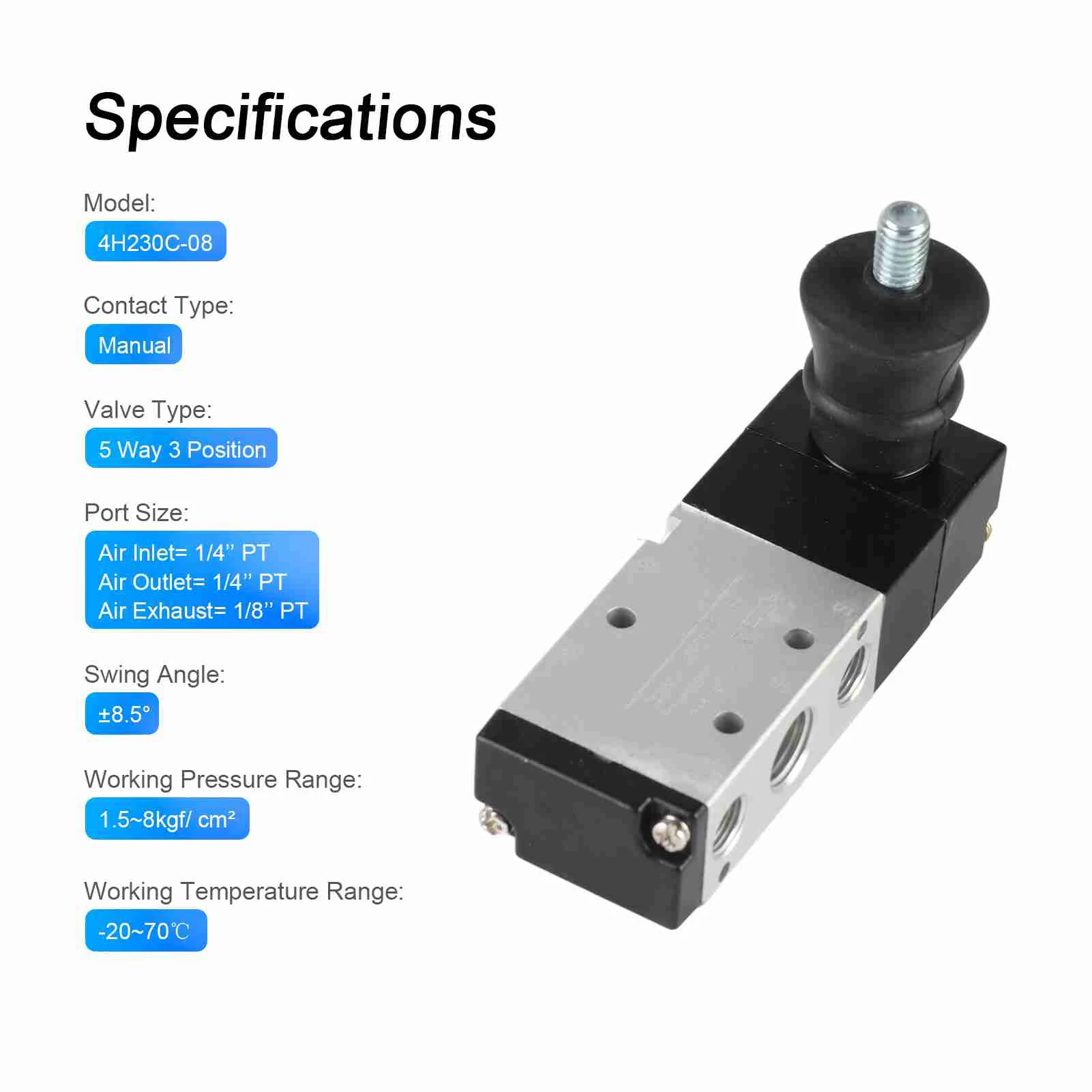 

Manual Air Valve Pneumatic Manual Hand Lever Control Valve Aluminium Alloy 5 Way 3 Position Air Hand Lever Operated Valve
