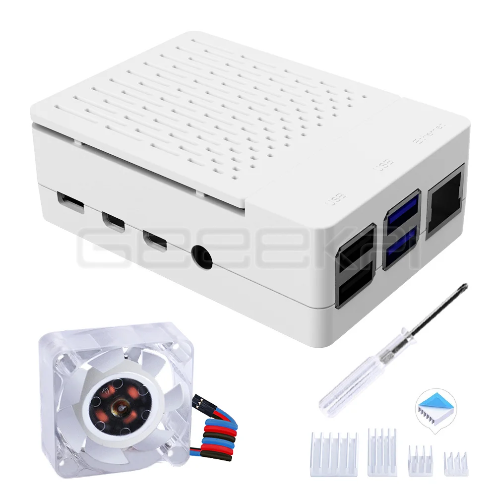 Novo! GeeekPi-Shell Arylic Case ABS, Kit Completo DIY com Dissipadores de Alimentação e Cartão SD, Raspberry Pi 4 Model B, 8GB, 4GB, 2GB de RAM