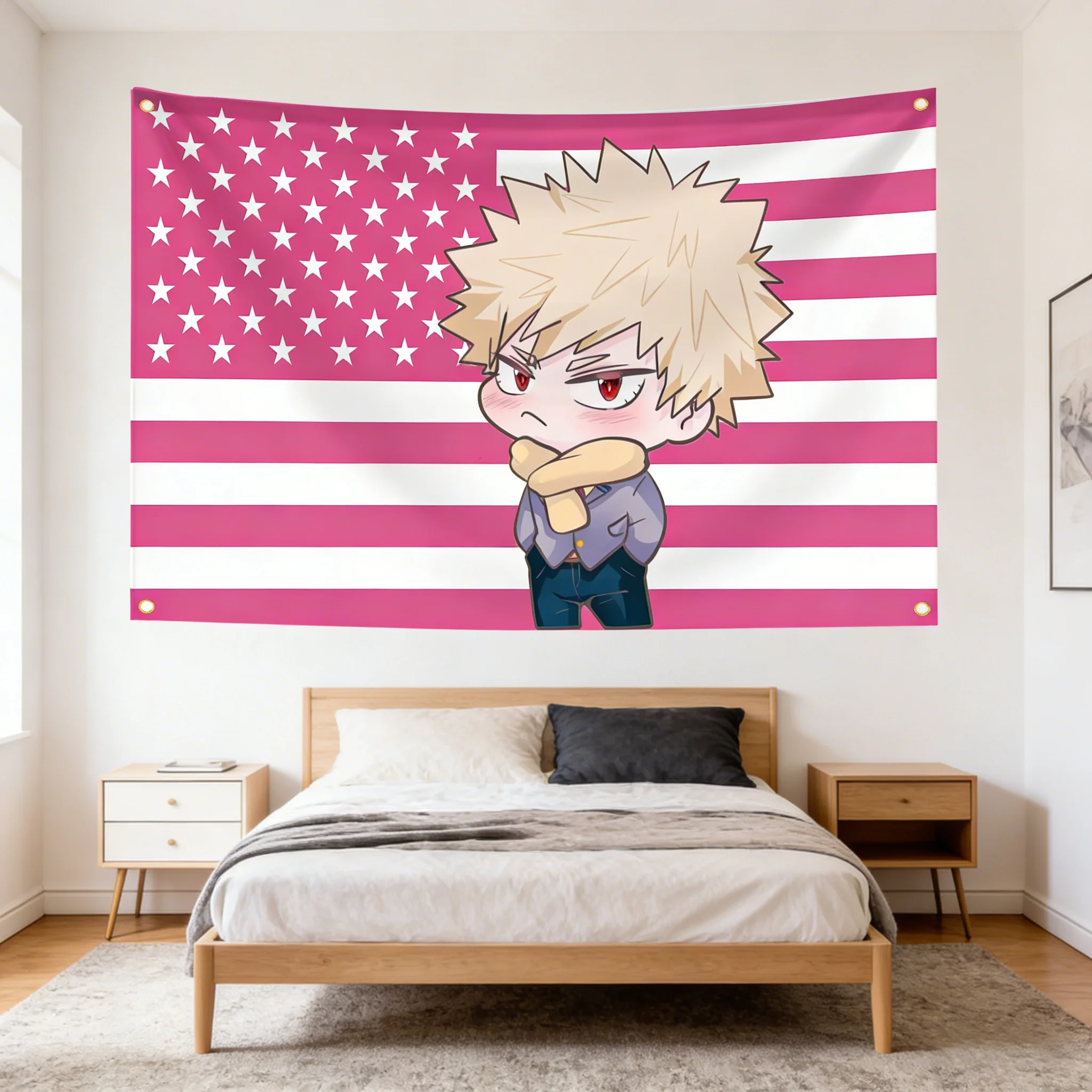 Bakugo Katsuki Funny Flags Tapestry Wall Art Personal Design Y2K Aesthetic Room Decor Wall Hanging For Bedroom Home Decoration