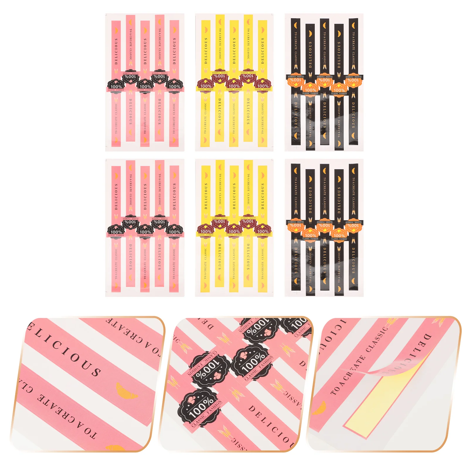 

50 Pcs Stickers Pink DIY Self-adhesive Package Label Paper Seal Copper Plate Baking Gift Sealing