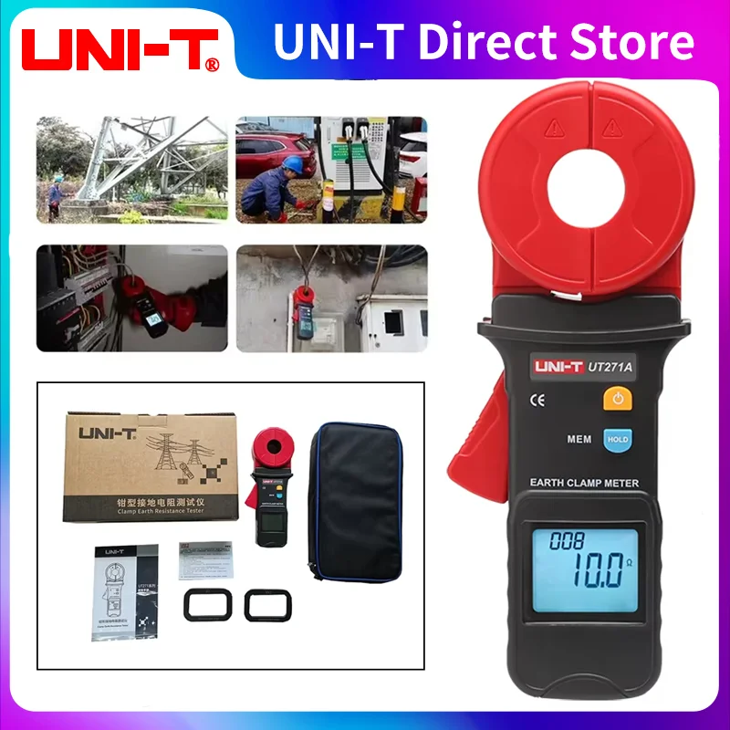 UNI-T Grounding Resistance Tester Earth Clamp Meter UT271AUT271B UT271C Ohm Electric Earth Professional Grounding Resistor Meter