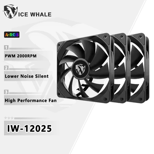 IW-12025 de ballena de hielo, ventilador de refrigeración de 120mm, 4 pines, PWM, Control de temperatura, 2000RPM, alto volumen de aire, silencioso, CPU, radiadores enfriadores, ventilador con cubierta de PC