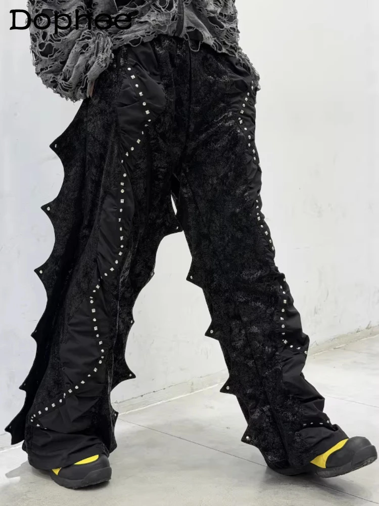 

Men's Women's 2026 Spring Fashion Rivets Comfort Pants Men's Loose Straight Trousers Male Handsome Stylish Personality Pants
