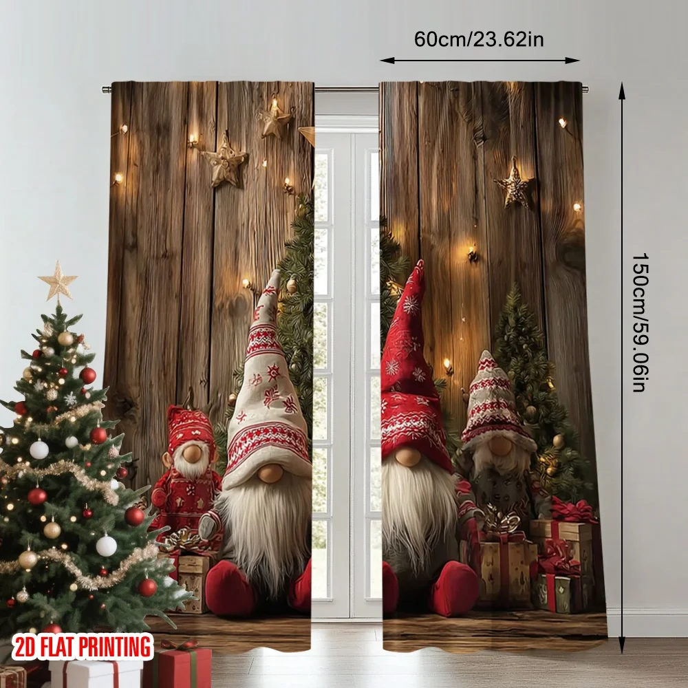 2 قطعة 2D الطباعة المسطحة عيد الميلاد الستائر الساخنة عيد الميلاد قزم جنوم تصميم الرقمية المطبوعة البوليستر الستائر الأسرة حفلة للعيش