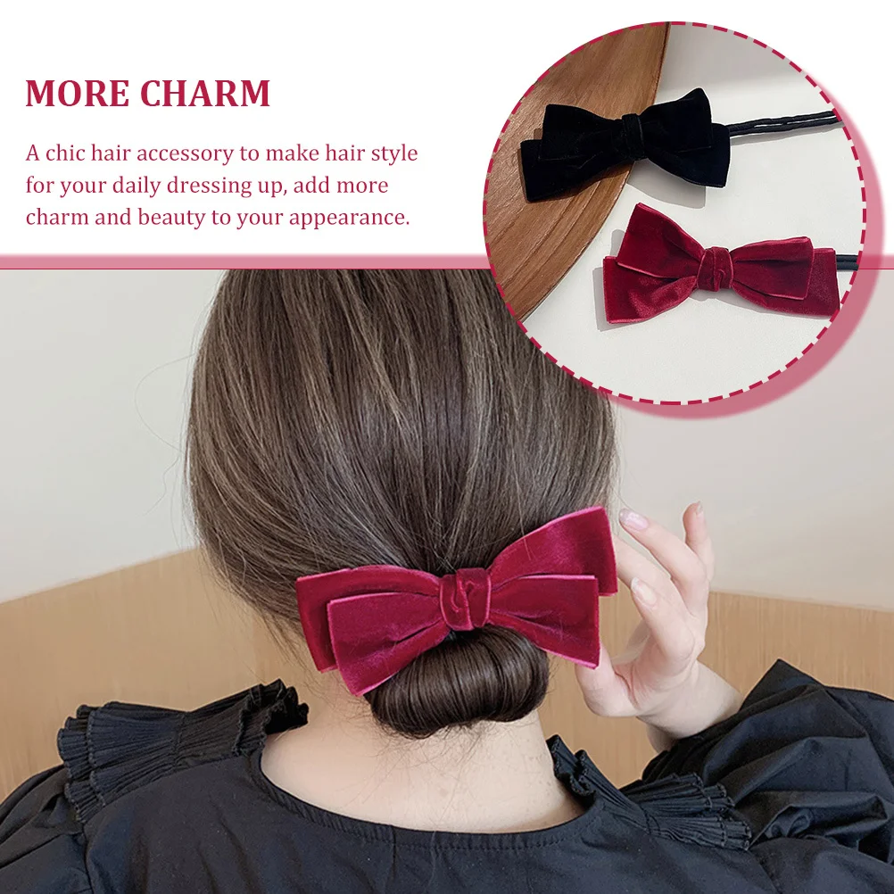 

2Pcs Bowknot Hair Bun Maker Practical Hair Donut Shaper for Women Daily Evening Party Yoga Use Bun Maker
