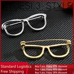 Classic Glasses Frame Shaped Brooch Metal Badge Collar Pin Women Men Backpack Clothing Jackets Hat Decoration Accessories