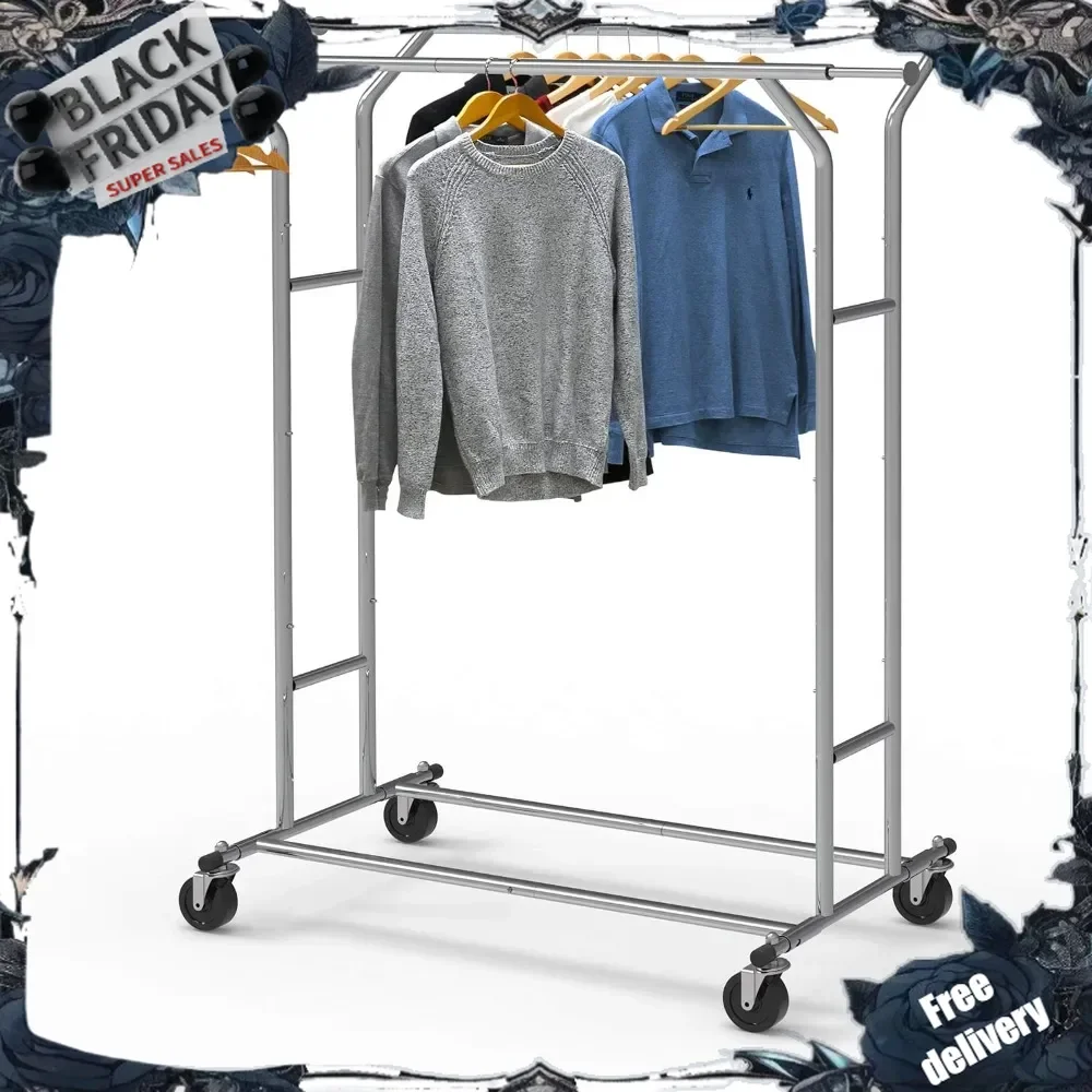 Heavy Duty Double Rail Clothing Garment Rack, Chrome