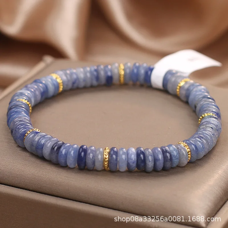 Natural Blue Chalcedony Abacus Beads Bracelet Women's Light Luxury Niche Exquisite Kyanite Lucky HandString for Girlfriend Gifts