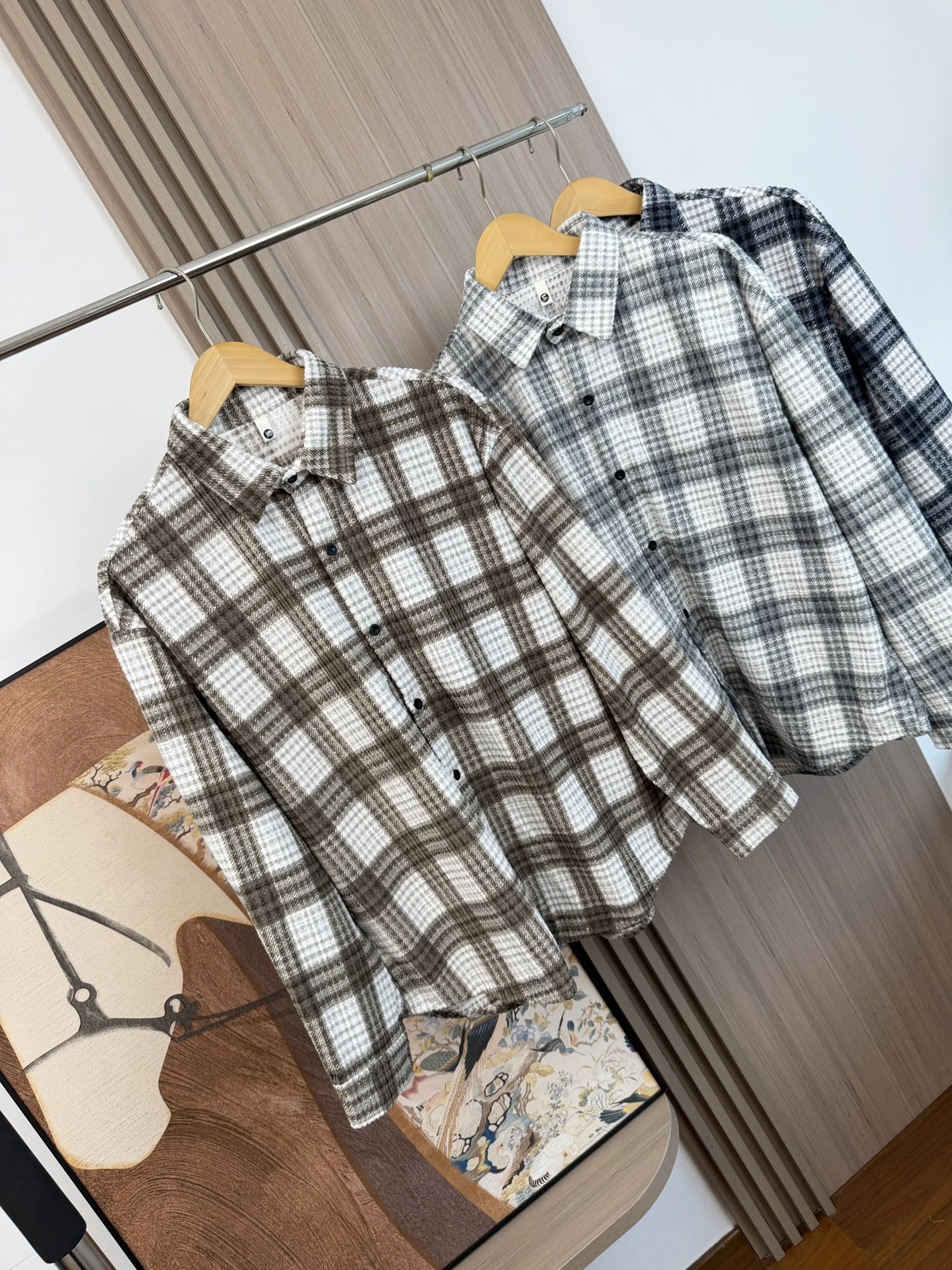Comfortable Vintage Men's Plaid Corduroy Shirt Jacket Loose Fit Turn-down Collar Breathable Casual Style Autumn Outerwear