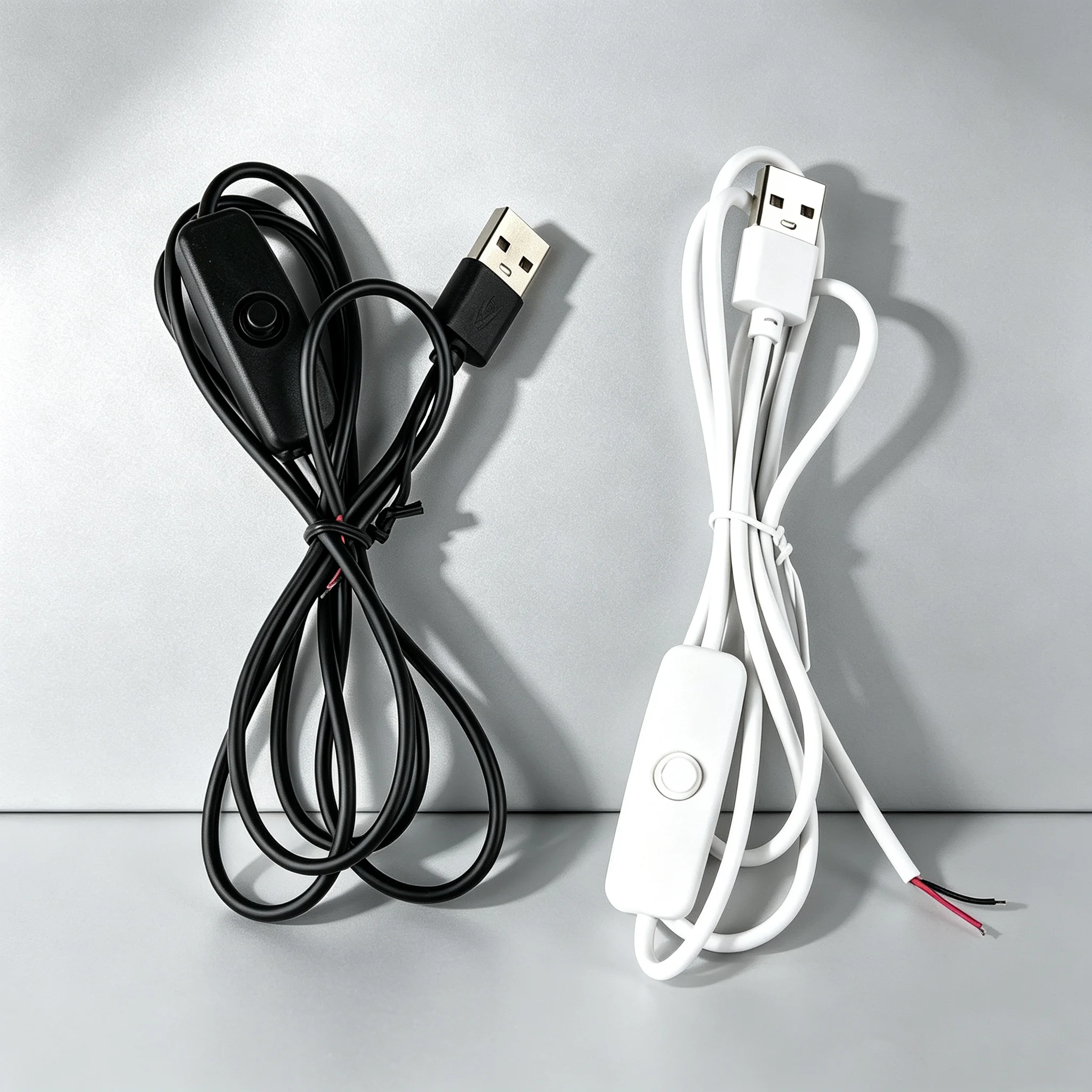 1 قطعة كابل موصل USB لشريط LED مع مفتاح تشغيل/إيقاف، سلك طاقة ثنائي الأطراف 5 فولت للإضاءة LED