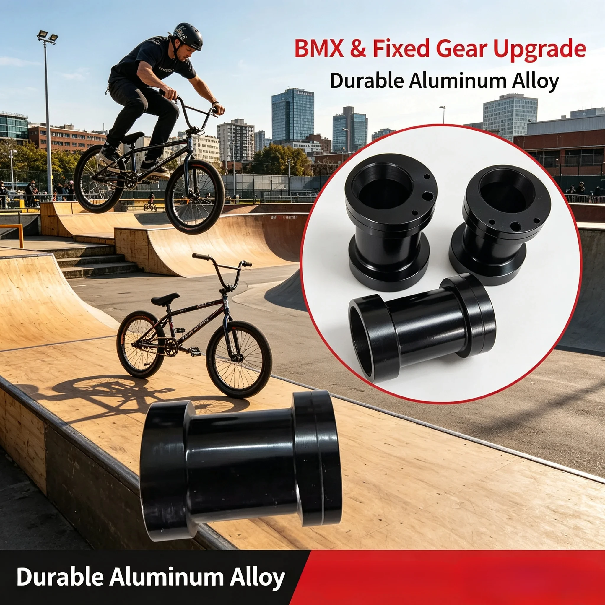 BMX Bicycle Fixed Gear Bike 54x68mm Aluminum Alloy Eccentric Bottom Bracket Conversion Thread Pattern