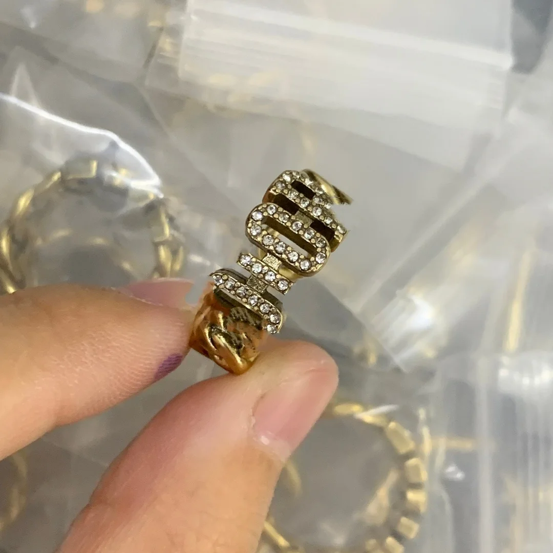 

New Retro Letter Zircon Rings for Women Vintage Star Moon Pearl Bow Knot Adjustable Finger Jewelry